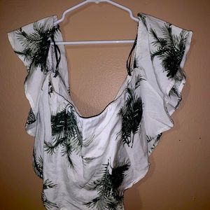 Palm leaf print crop top